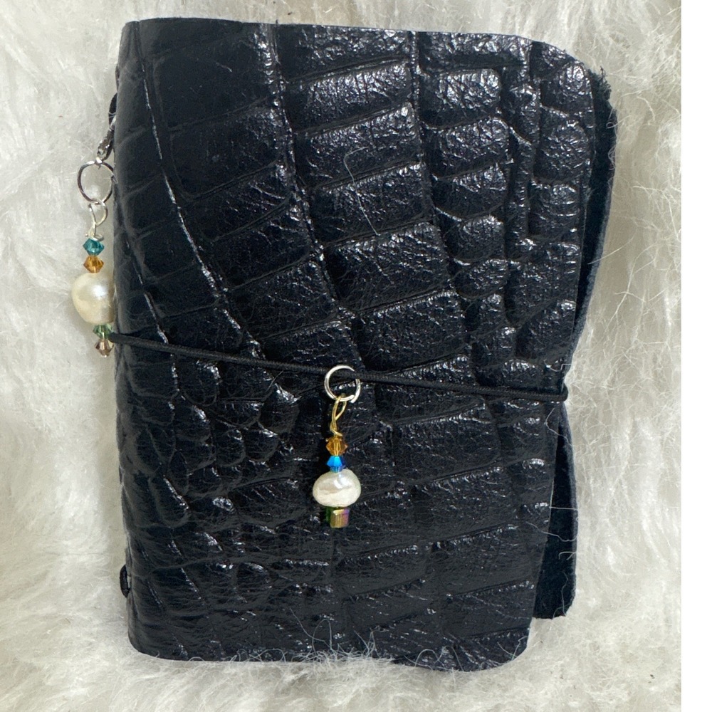 Handmade Leather Journal Cover Unisex Mini Croc Leather Refillable Pocket Size